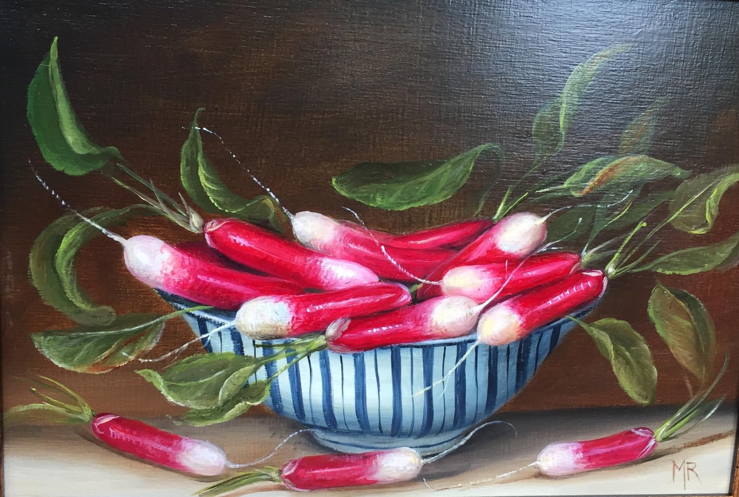 Painting of a bowl of raddishes