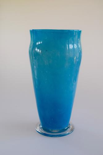 Tall blue cloudy vase.