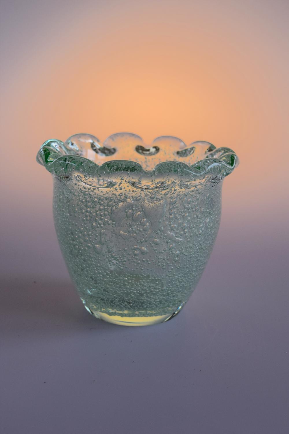 Small bubble green vase, Daum.