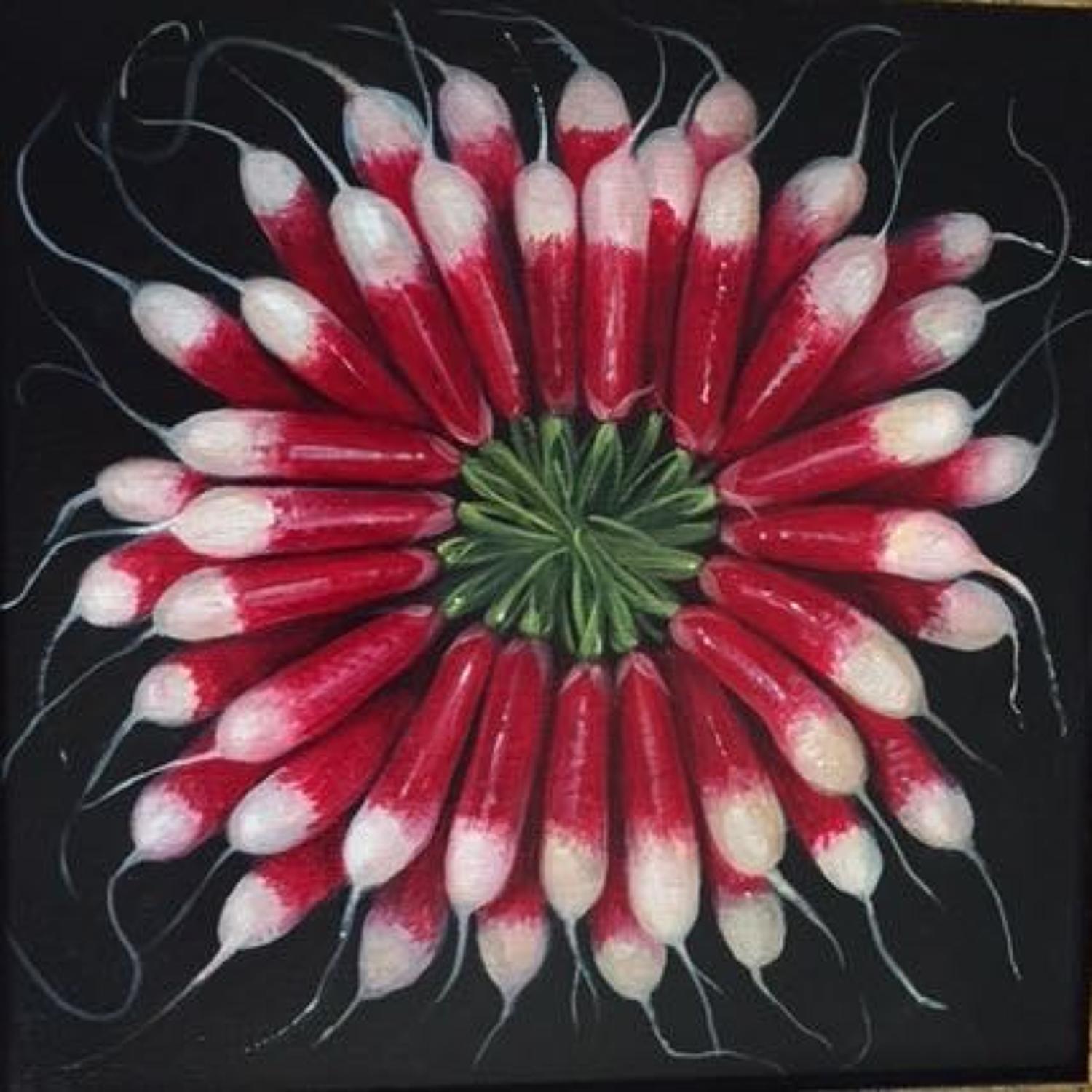 Painting of a circle of radishes