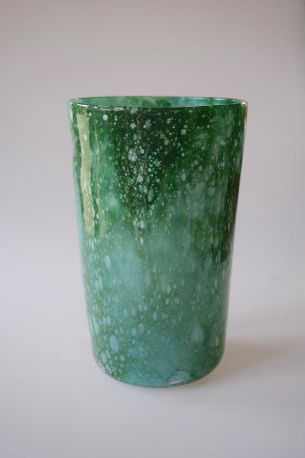 Cloudy green tumbler vase, Whitefriars.