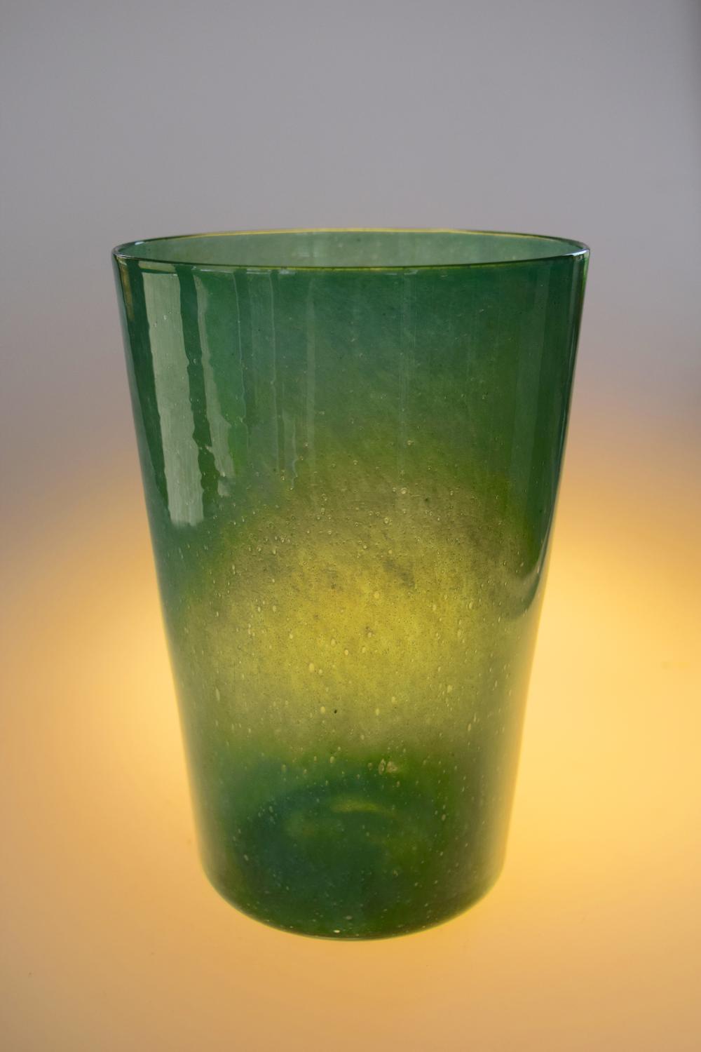 Green cloudy tumbler vase
