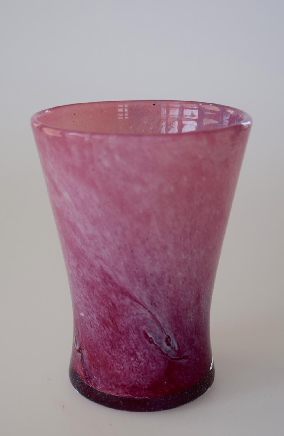 Cloudy pink vase, Whitefriars.