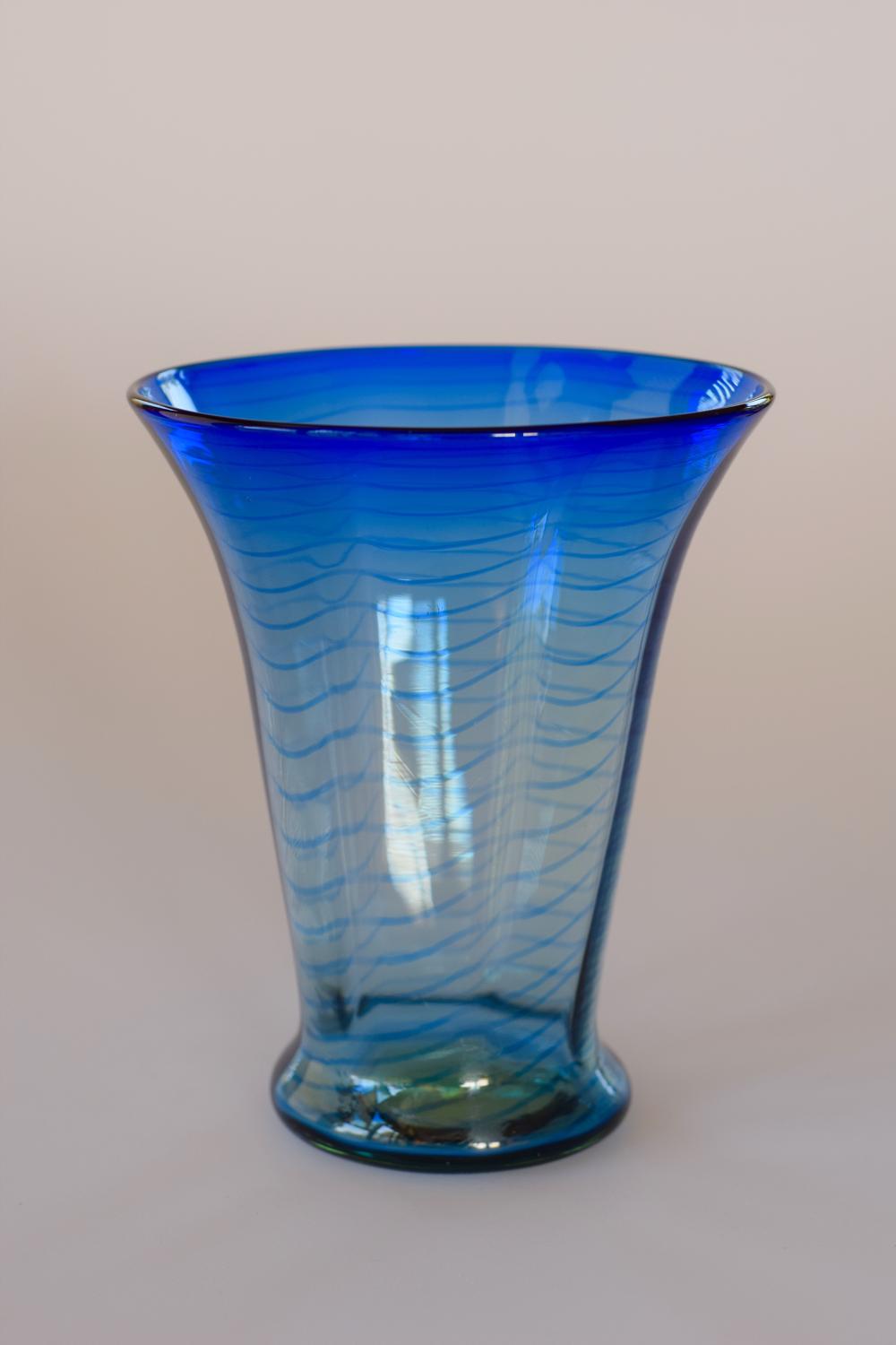 Small blue threaded Whitefrairs vase.