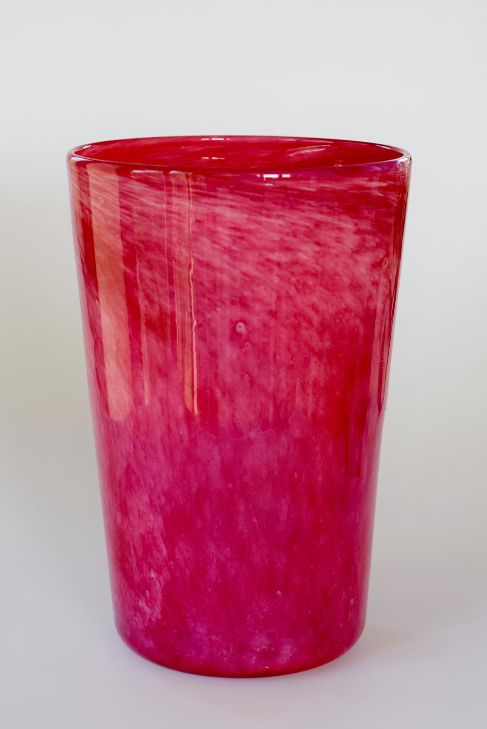 Pink cloudy tumbler vase, Whitefriars