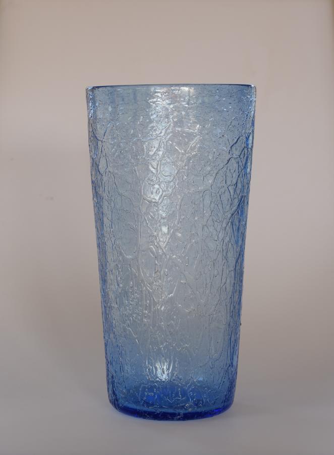 Blue crackle tumbler vase