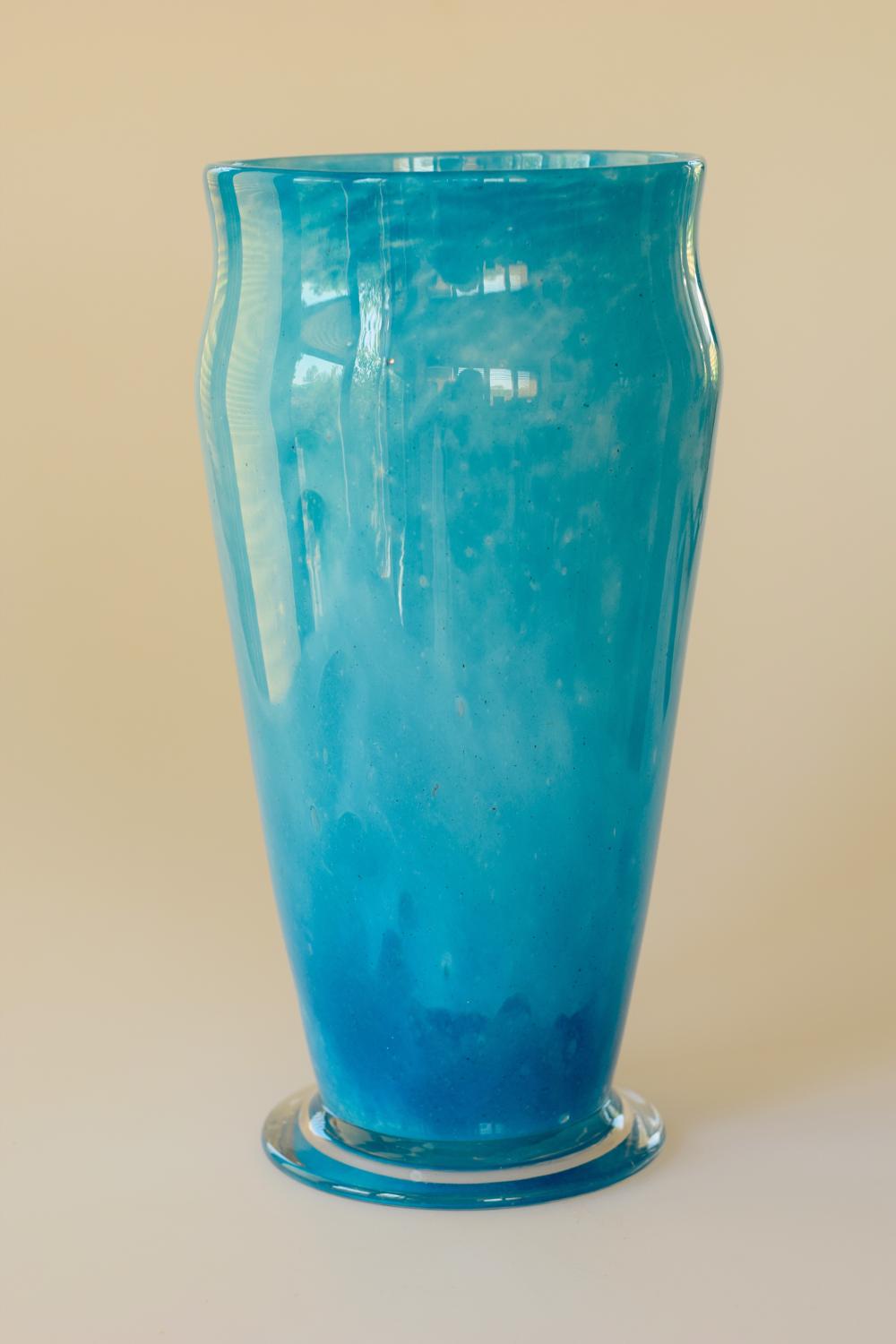 Cloudy blue vase by Harry Powell.