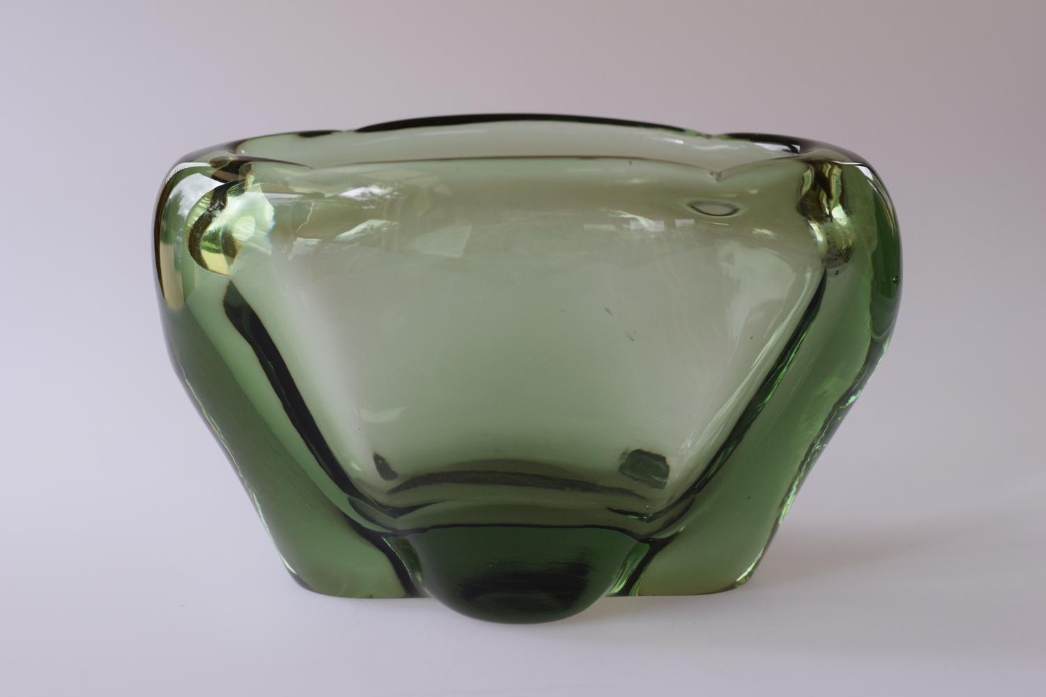 Lobed sea green oval vase