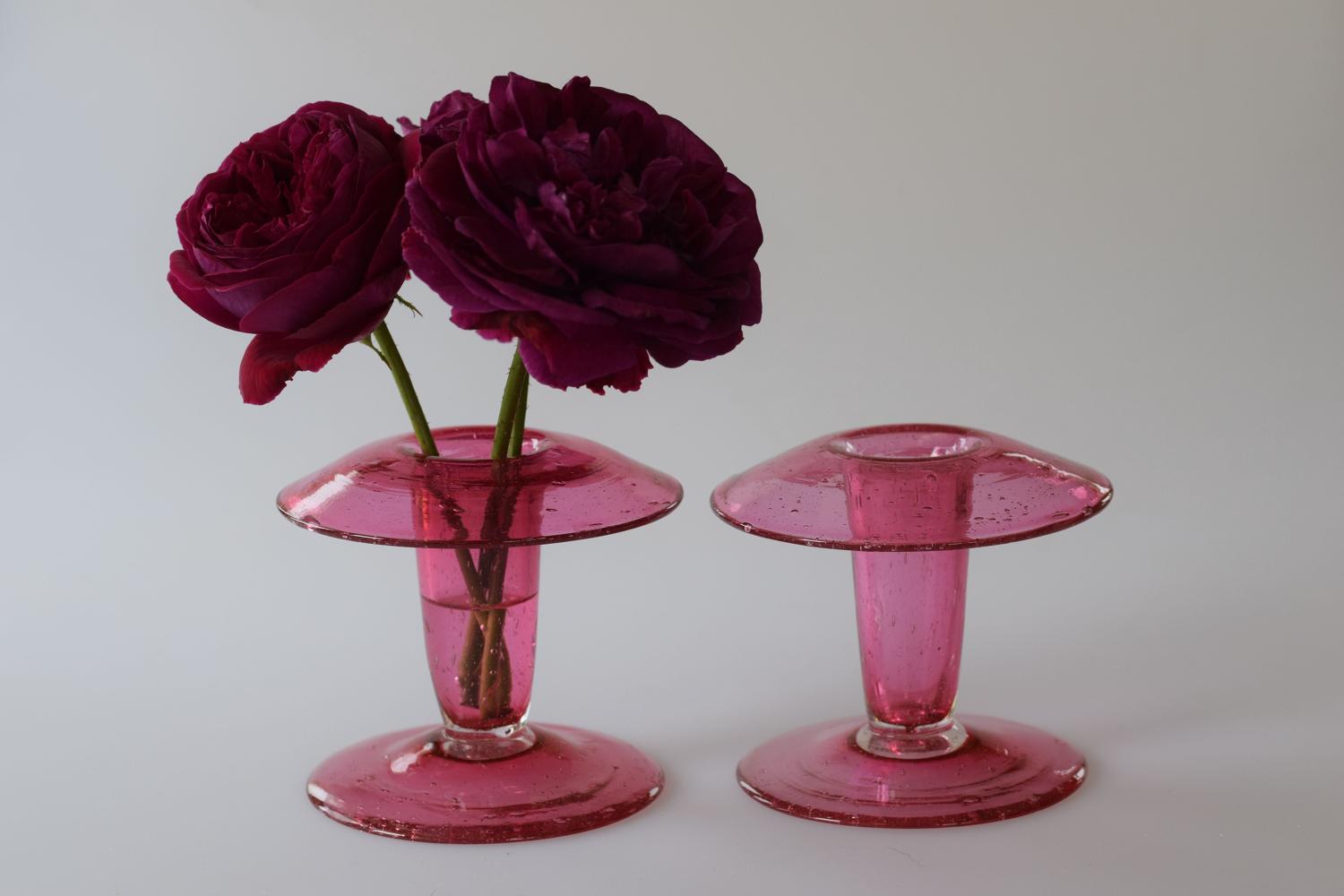 Pr pink posy vases, John Walsh Walsh