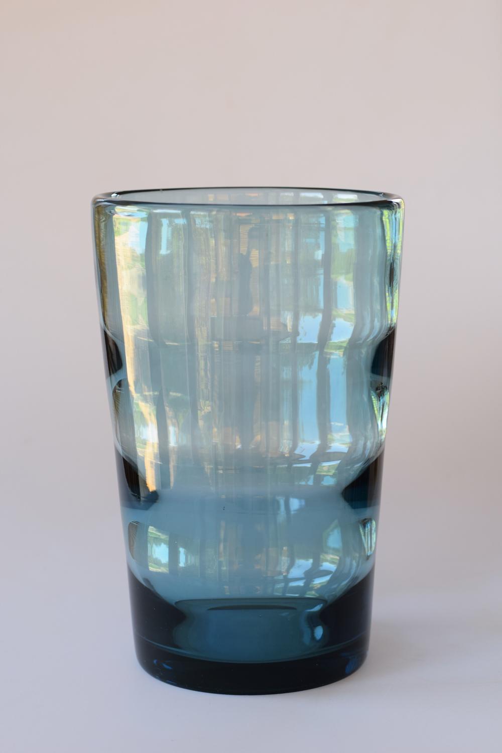 Whitefriars artic blue tumbler vase, William Wilson for Whitefriars.