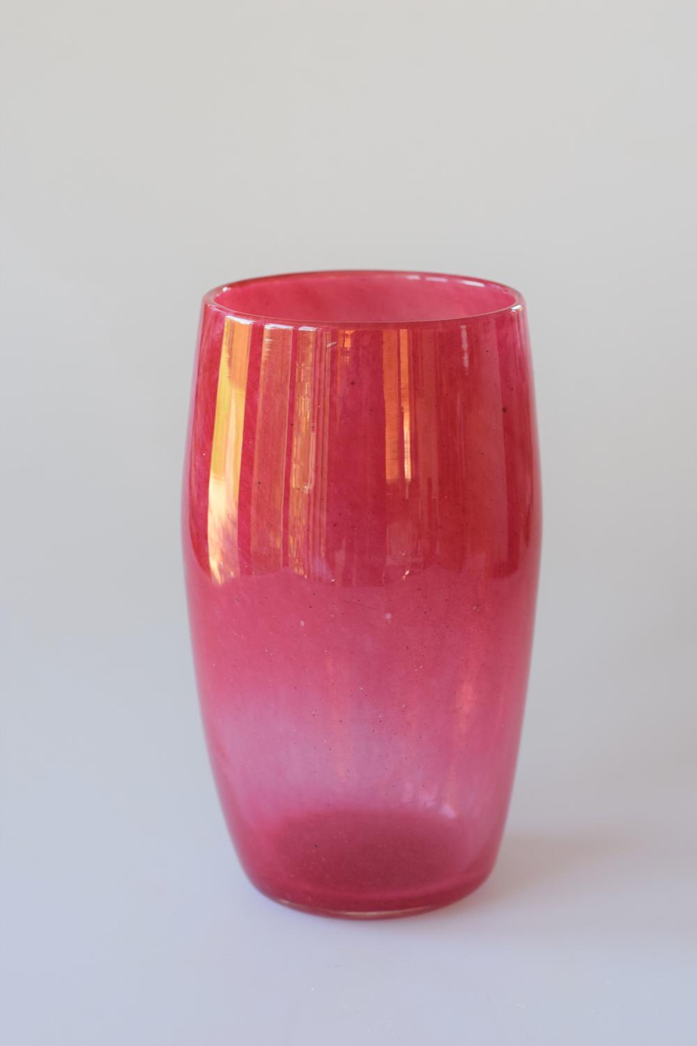 Pink cloudy vase by Whitefriars