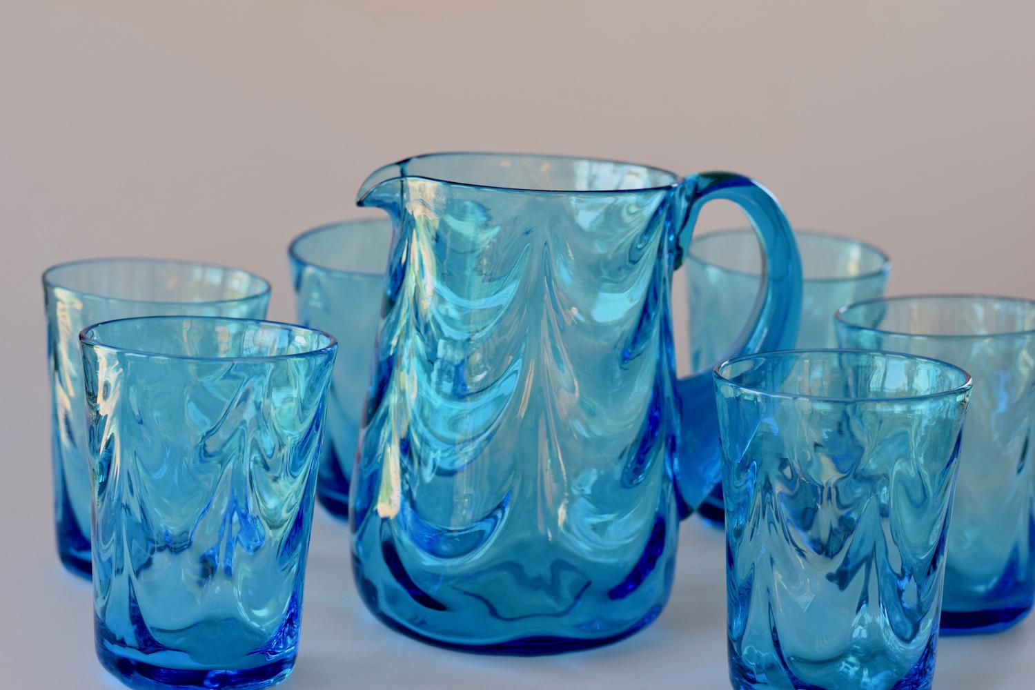 Kingfisher blue jug and glasses set
