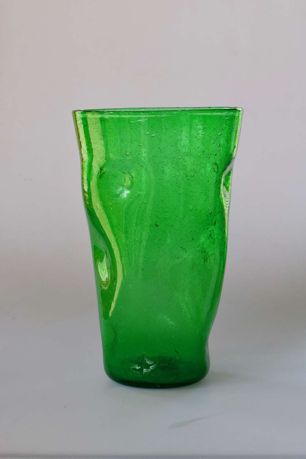 Large green dimple vase