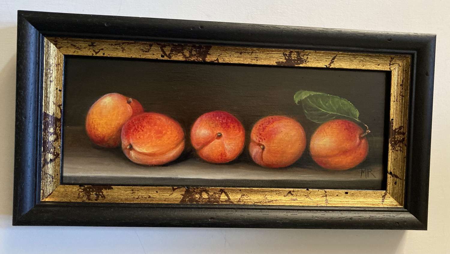 Shelf of apricots
