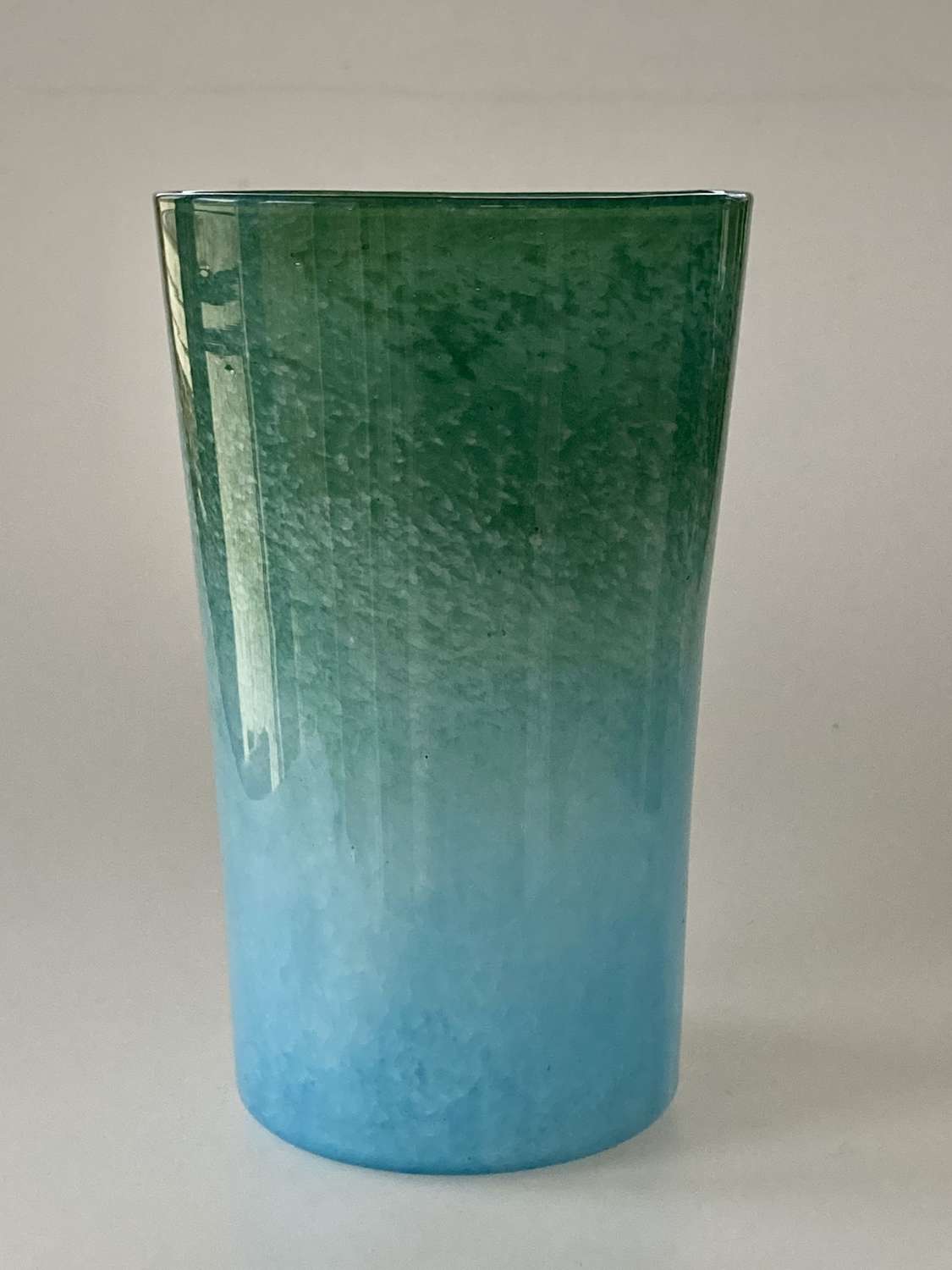 Large cloudy green/blue tumbler vase