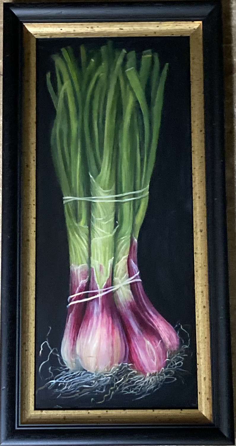 A bunch of Italian red onions