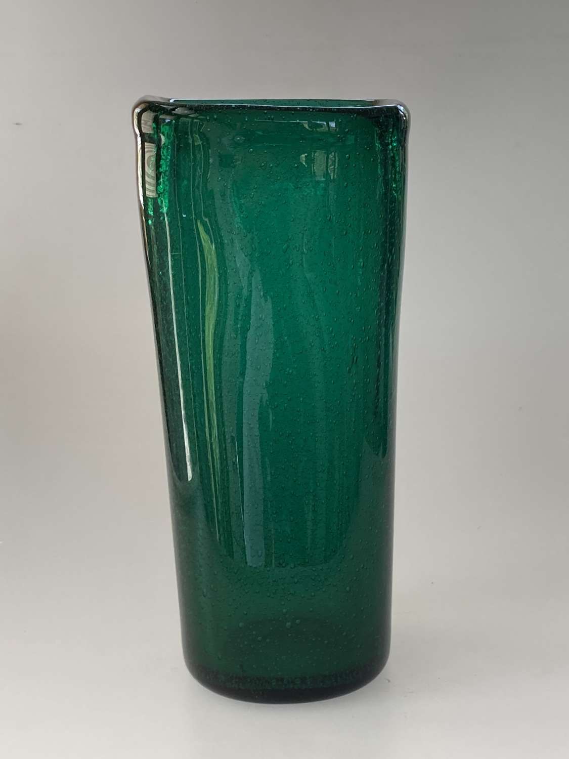 Tall Hadeland green bubble vase
