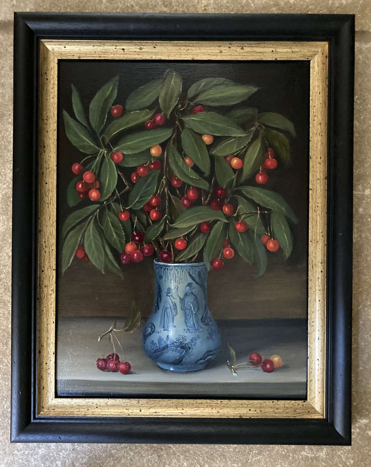 Vase with Morello cherries