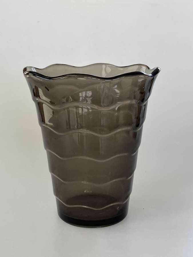 Davidson smokey grey ripple vase vase Art Deco