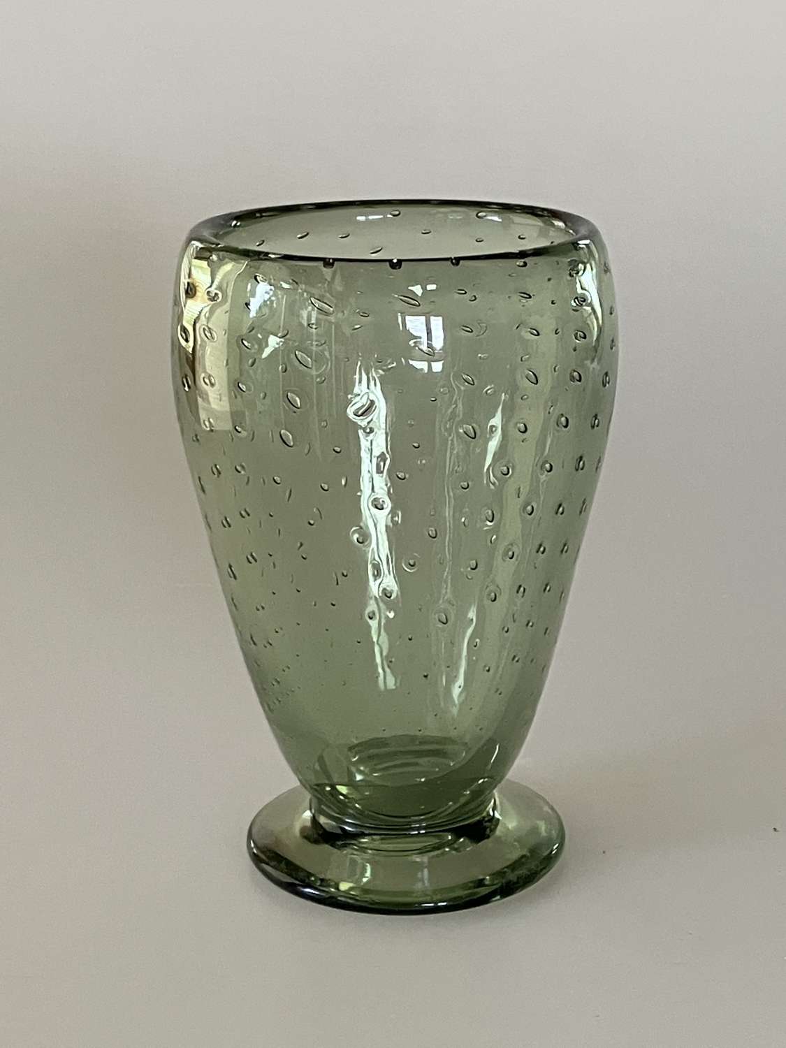 Small sea green bubble vase, Whitefriars