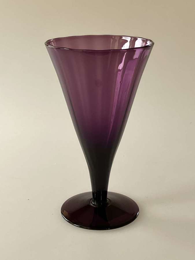 Small amethyst conical vase on base, Harry Powell