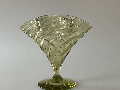 Harry Powell wavy green footed vase
