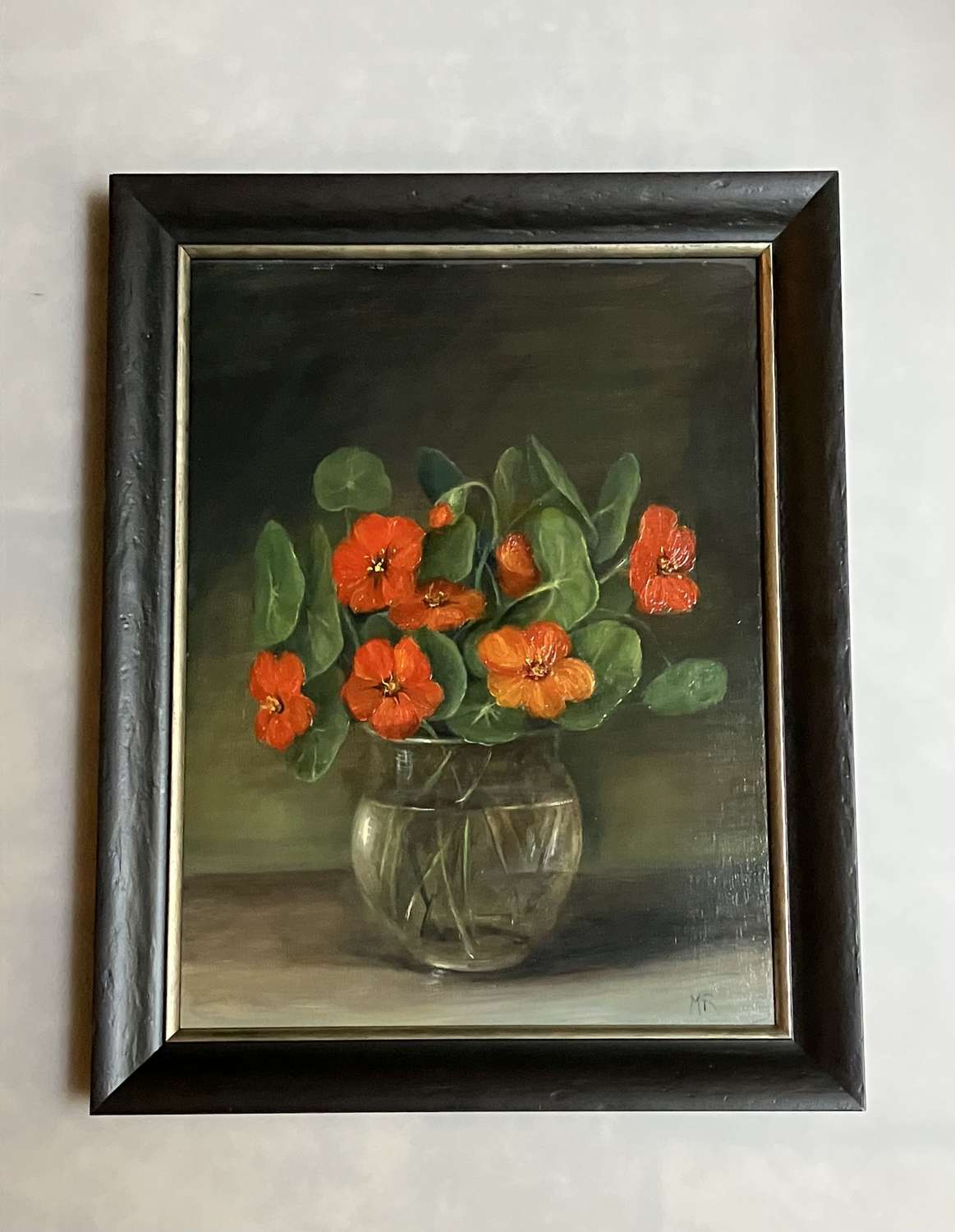 Painting of vase of nasturtiums