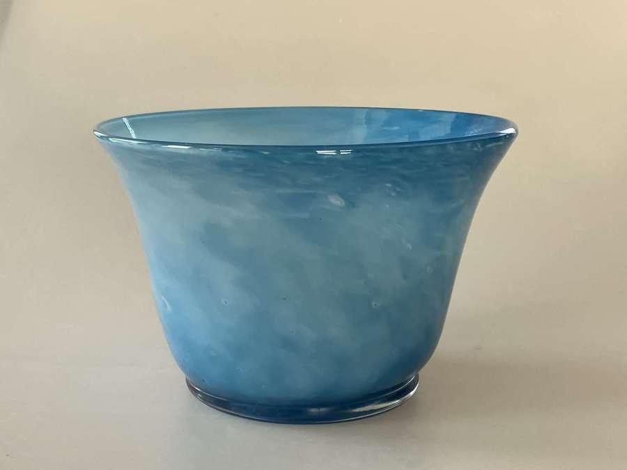 Pale blue cloudy bowl, Whitefriars