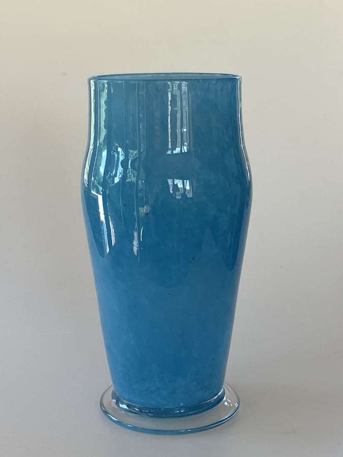 Blue cloudy sleeve vase, Whitefriars