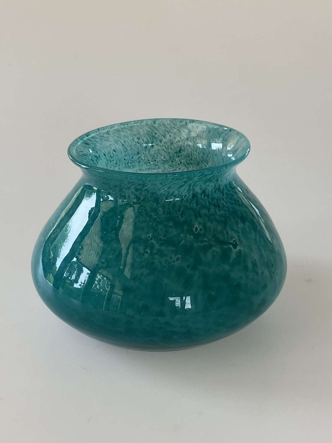 Monart/Vasart blue cloudy cauldron shaped vase