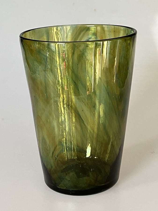 Green streaky Whitefriars bucket vase