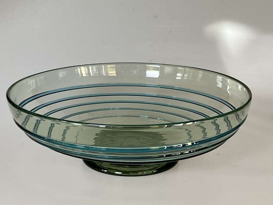 Blue green spiral bowl, Whitefriars