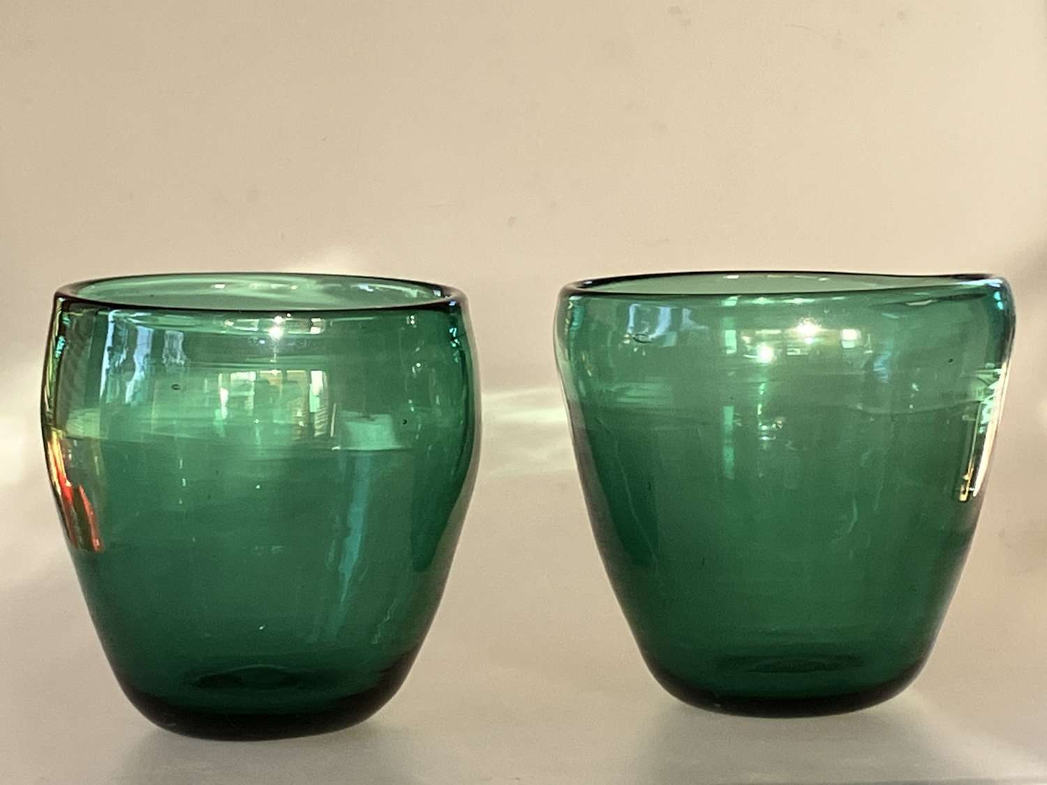2 green vases, Empoli Italy