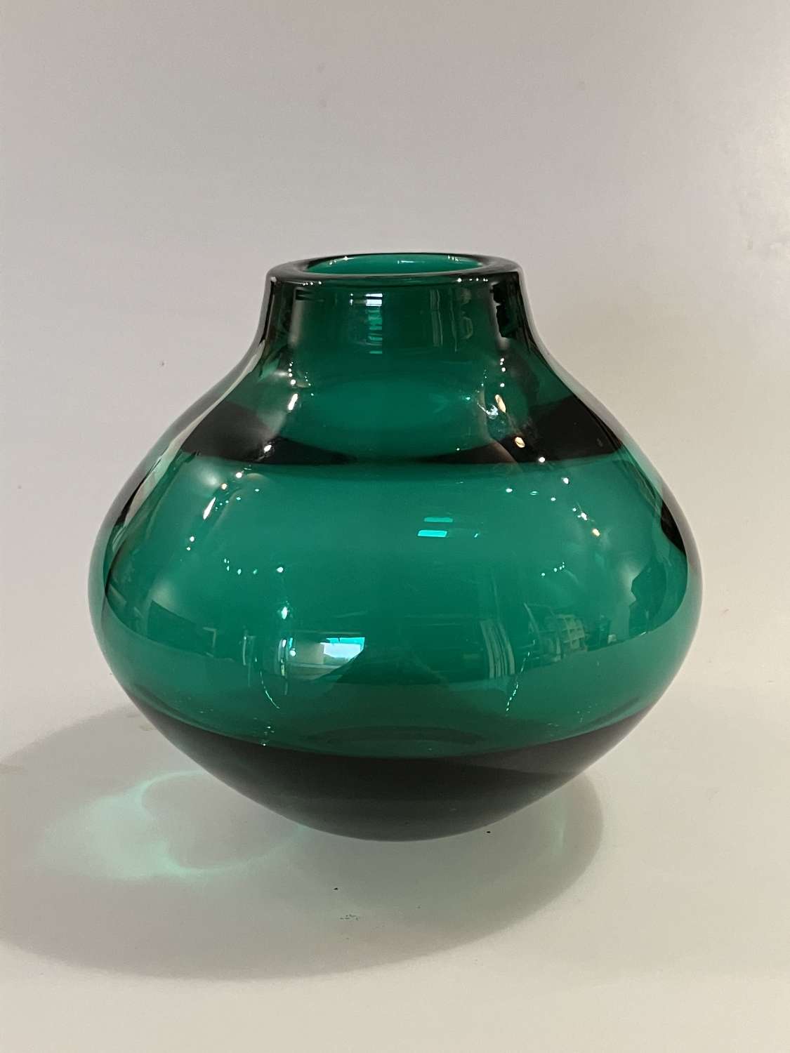 Emerald green Geoffrey Baxter vase