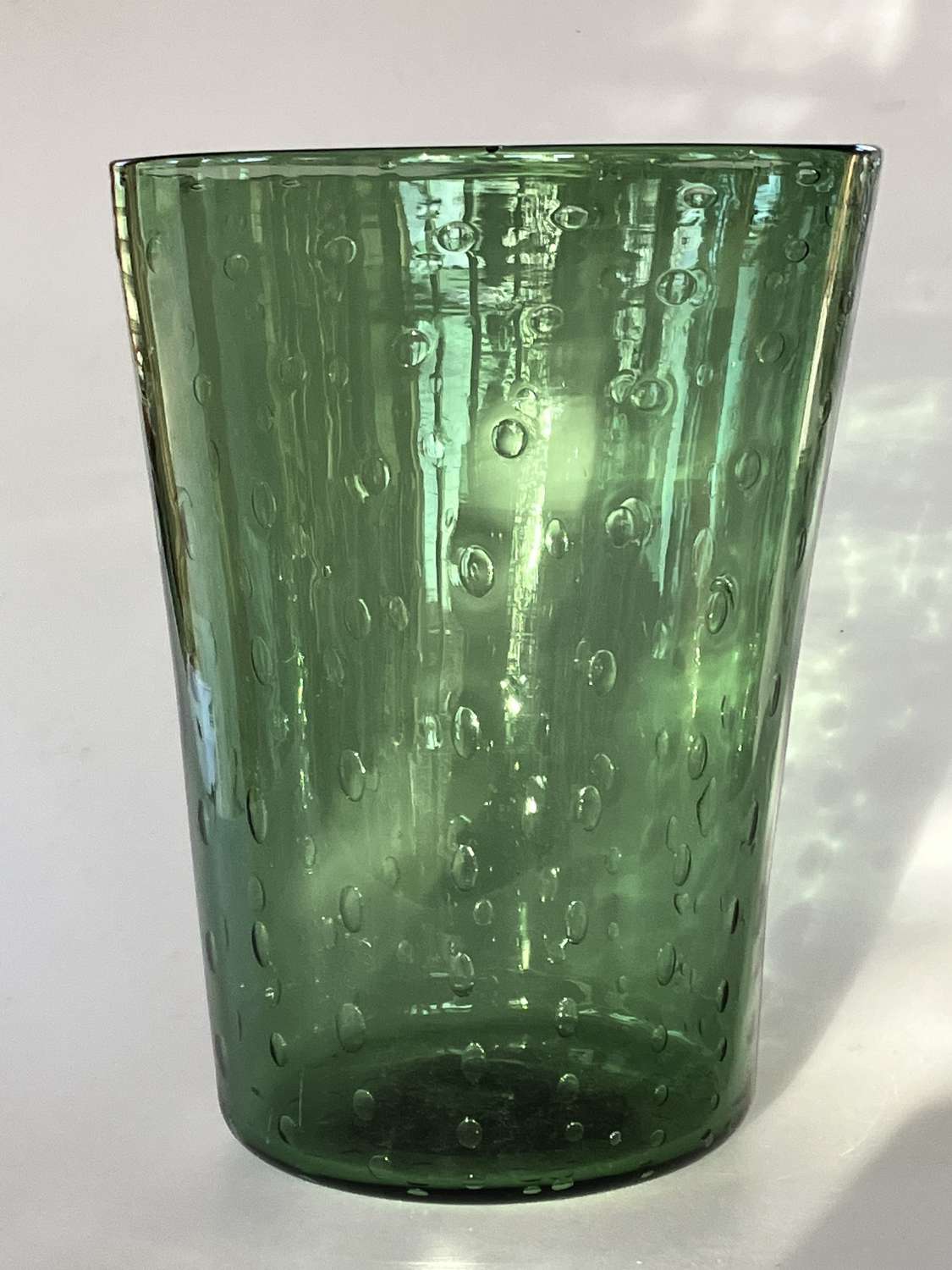 Green bubble bucket vase, Whitefriars.
