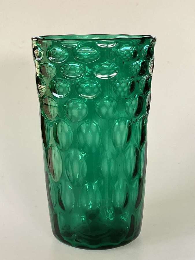 Large honeycomb dark green bucket vase