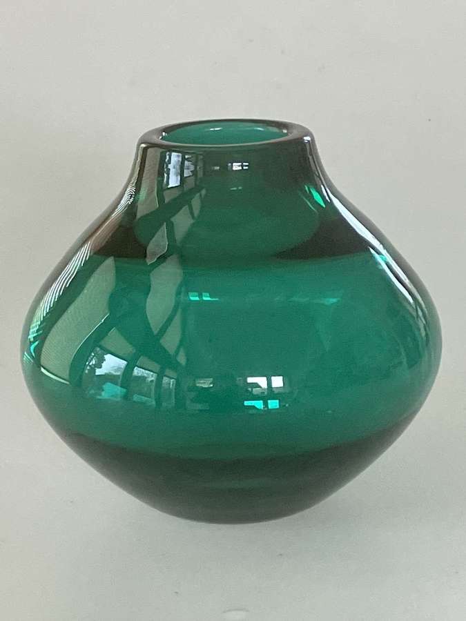 Geoffrey Baxter optic vase in Emerald Green