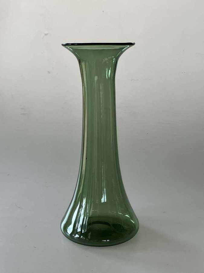 Tall Harry Powell conical vase in green