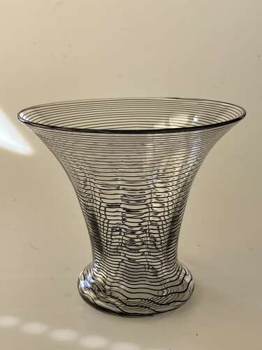 Stevens and Williams black threaded vase