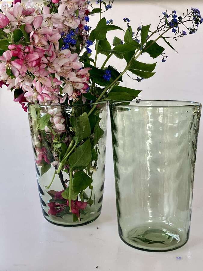 Pr of Whitefriars sea green vases