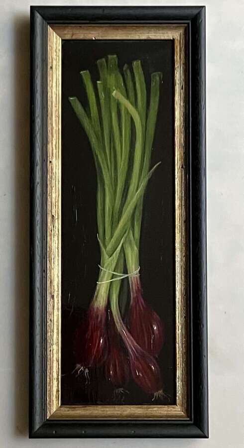 Bunch of red spring onions